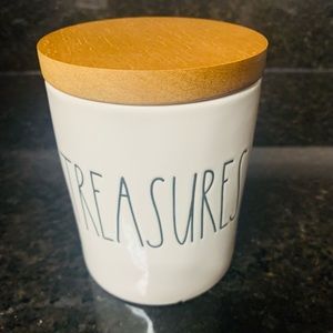 RAE DUNN-Wooden Lid “Treasures” Cellar